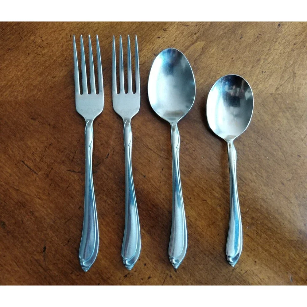 Oneidacraft Oneida Shasta Deluxe Stainless Lot 4x Dinner Fork 7.2